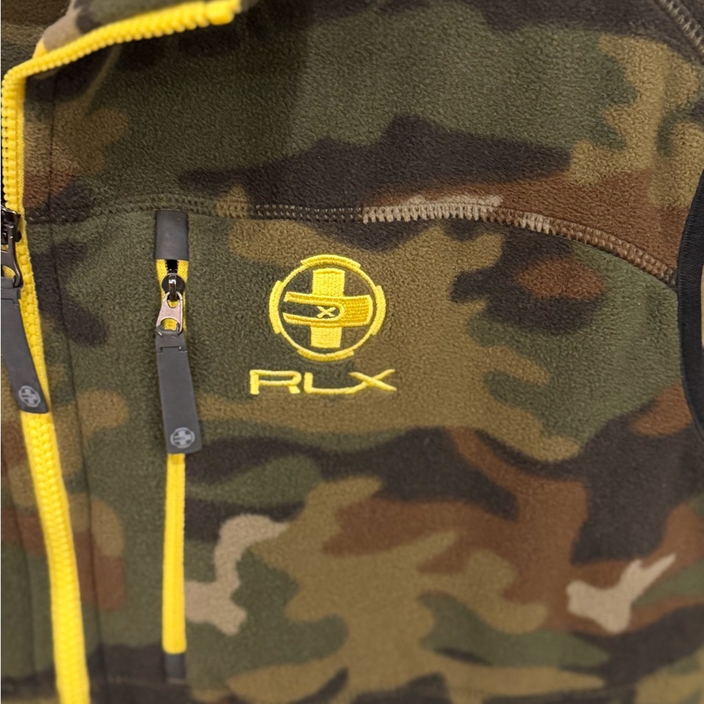 Ralph Lauren RLX Camo Fleece Vest with Yellow Trim - Picture 3 of 5